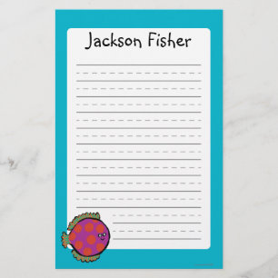 Pink and Orange Polka-Dot Fish Stationery