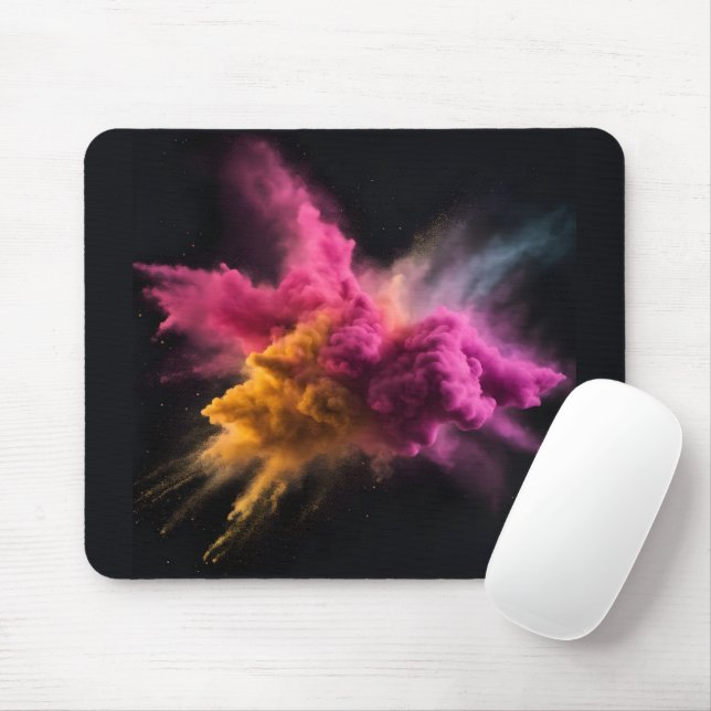 Pink and Orange Powder Blast Mouse Mat (With Mouse)
