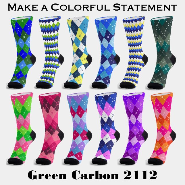 Pink and Orange Preppy Sporty Argyle Socks (Make a colorful statement with Green Carbon 2112 argyle socks.)