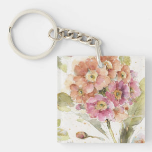 Pink and Orange Primrose Key Ring