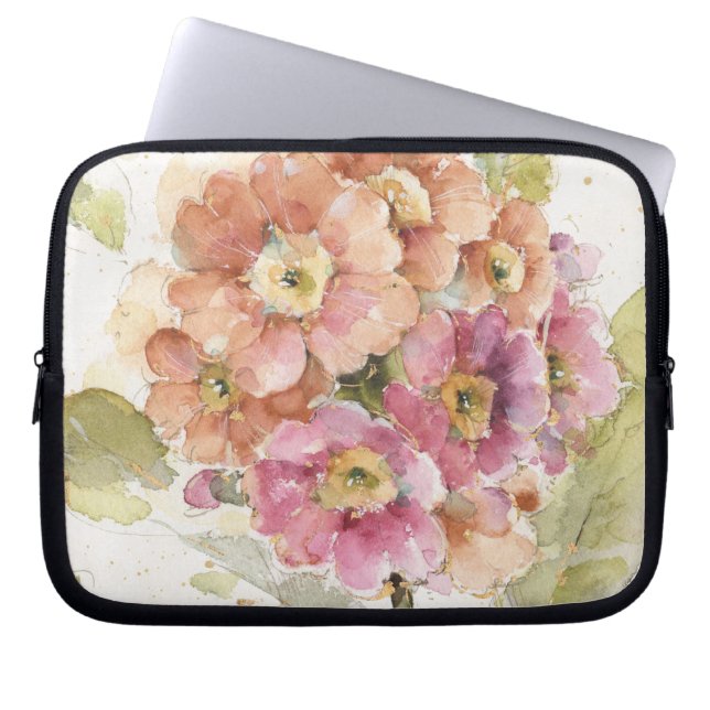 Pink and Orange Primrose Laptop Sleeve (Front)