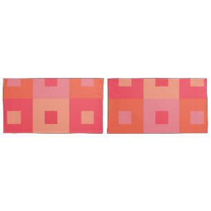 Pink and Orange Rectangles Pillowcase