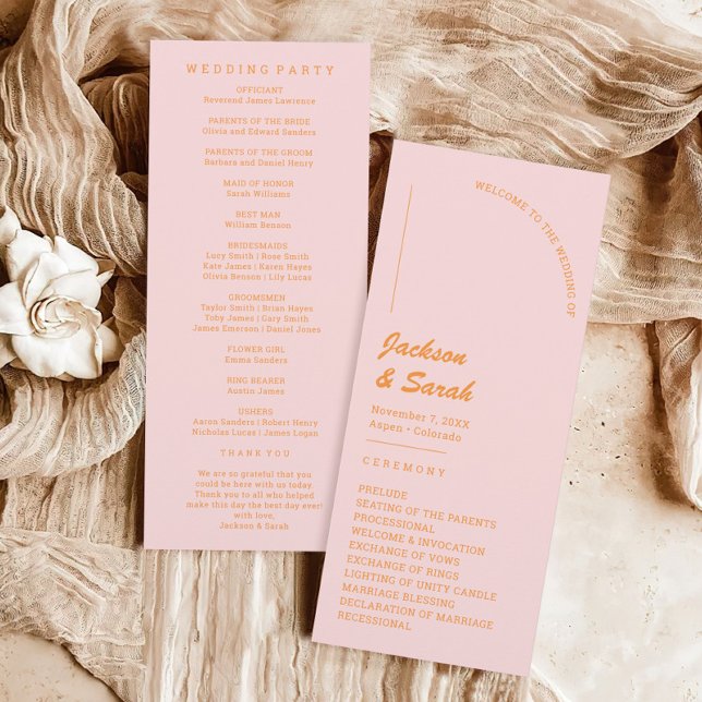 Pink and Orange Retro Disco Wedding  Programme (Creator Uploaded)