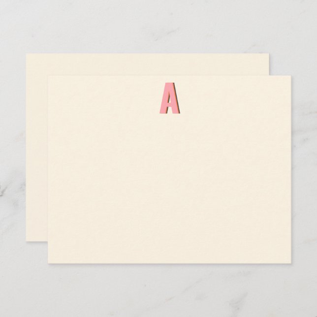 Pink and Orange Retro Monogram Initial Landscape Card (Front/Back)