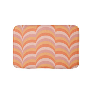 Pink and orange retro style curves pattern bath mat