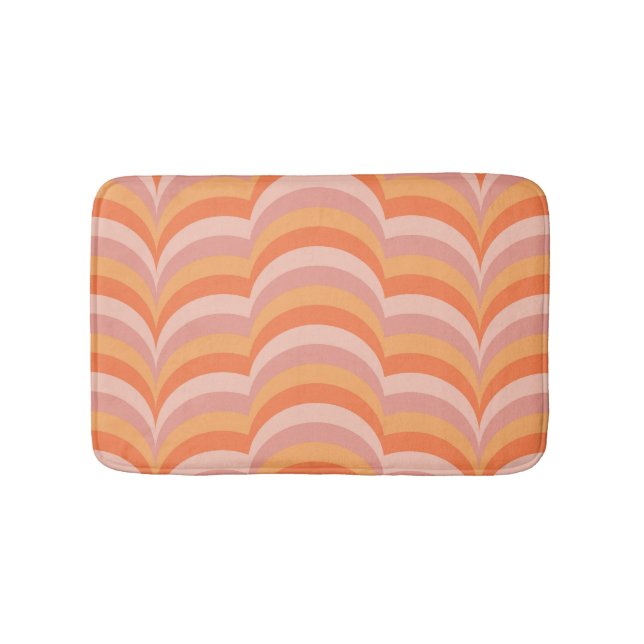 Pink and orange retro style curves pattern bath mat (Front)