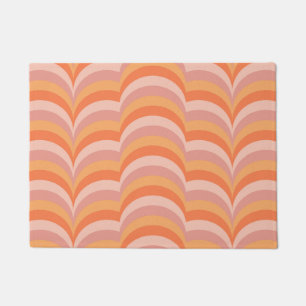 Pink and orange retro style curves pattern doormat