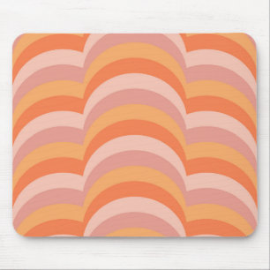 Pink and orange retro style curves pattern mouse mat