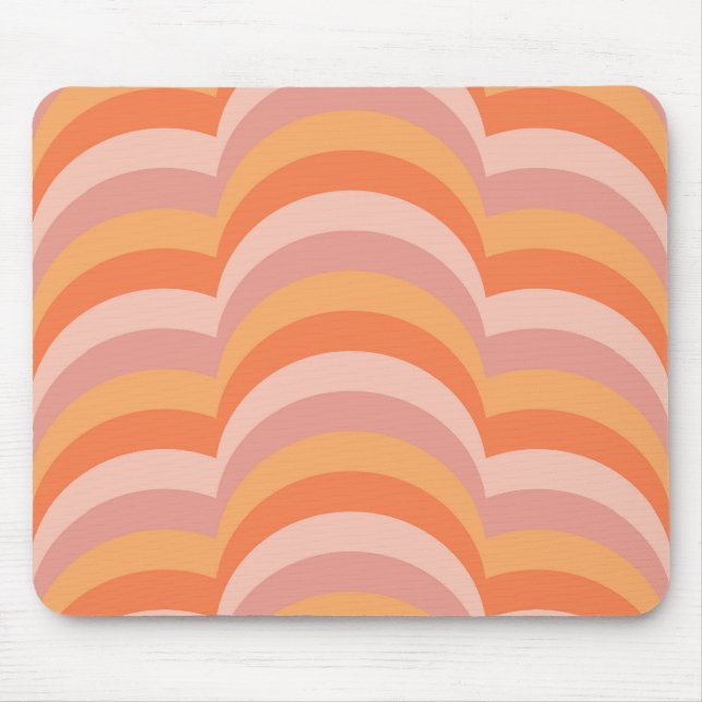 Pink and orange retro style curves pattern mouse mat (Front)