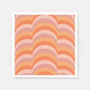 Pink and orange retro style curves pattern napkin
