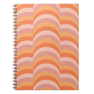 Pink and orange retro style curves pattern notebook