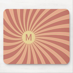 Pink and orange retro style sunburst design mouse mat