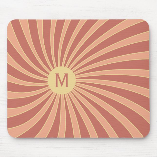 Pink and orange retro style sunburst design mouse mat (Front)