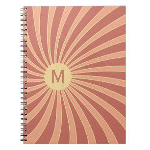 Pink and orange retro style sunburst design notebook