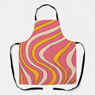 Pink and orange retro style waves apron