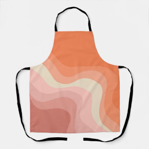 Pink and orange retro style waves apron
