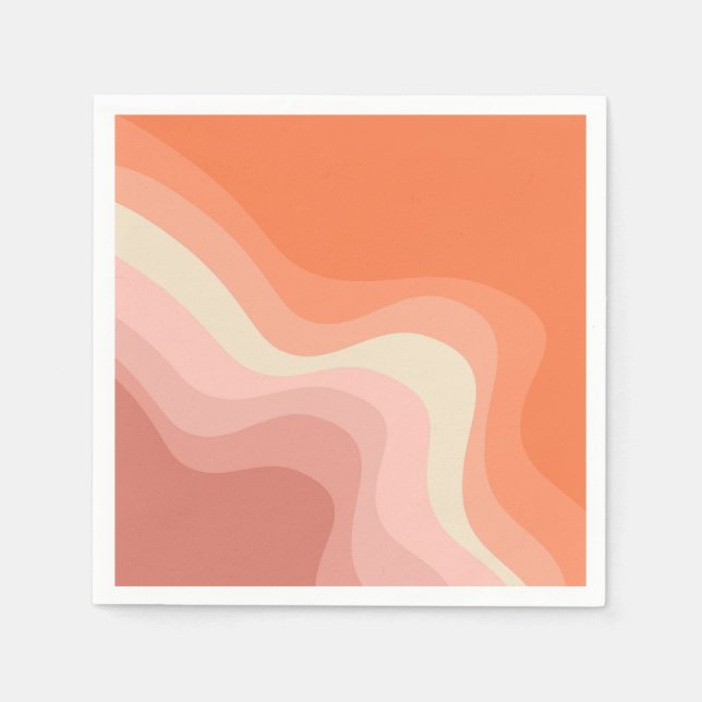 Pink and orange retro style waves napkin (Front)
