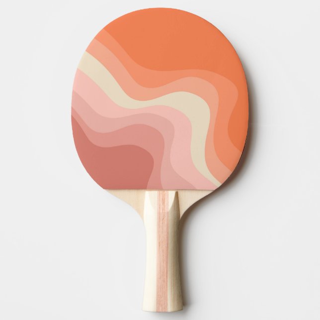 Pink and orange retro style waves ping pong paddle (Front)