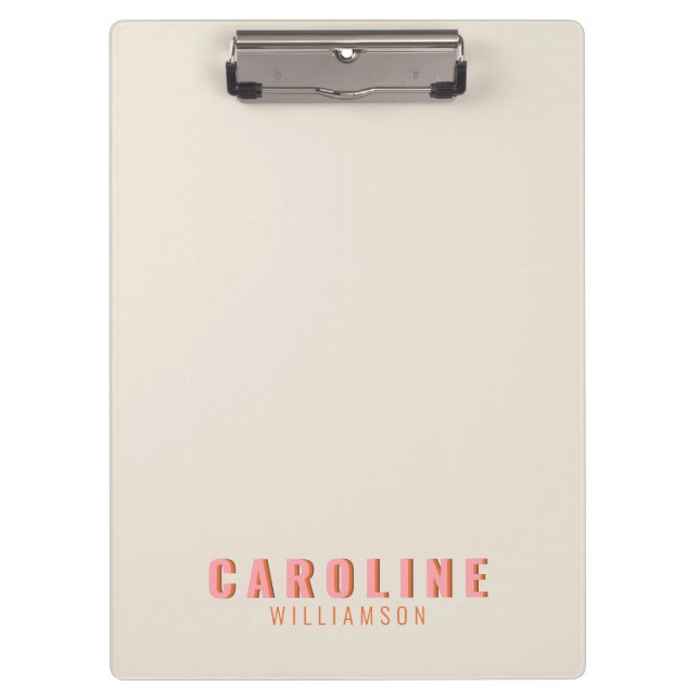 Pink and Orange Retro Typography Creative Modern Clipboard (Front)