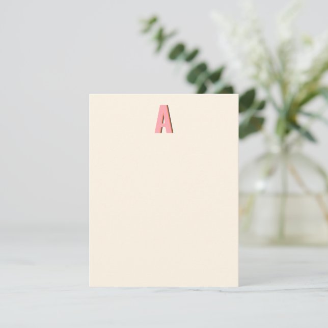 Pink and Orange Retro Typography Monogram Initial  Card (Standing Front)