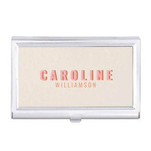 Pink and Orange Retro Typography Personalised Name Business Card Holder