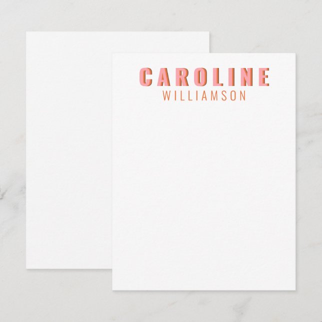 Pink and Orange Retro Typography Personalised Name Card (Front/Back)