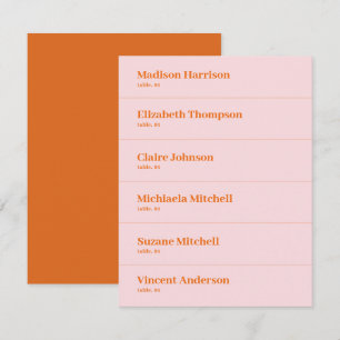 Pink and Orange Retro Wedding Place Card DIY