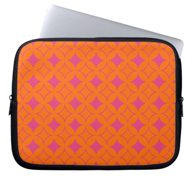 Pink and orange shippo laptop sleeve (Front)