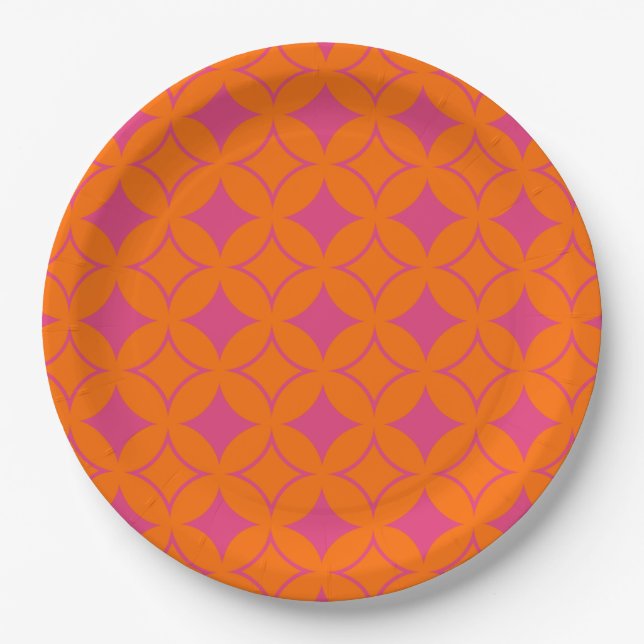 Pink and orange shippo paper plate (Front)