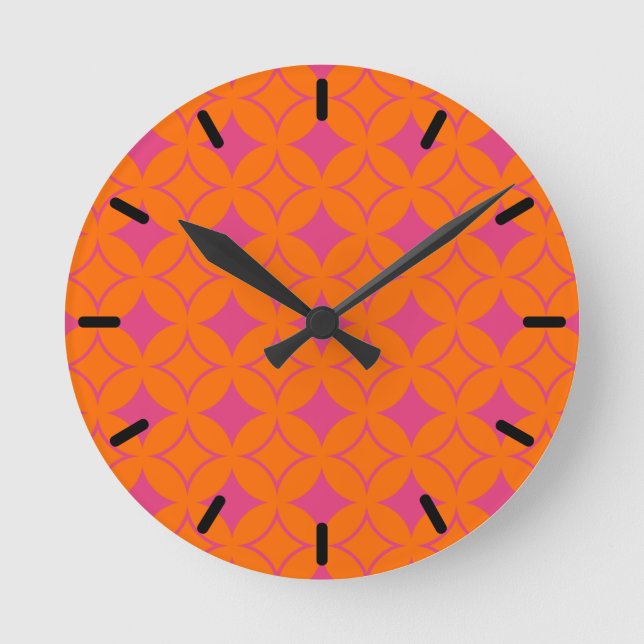 Pink and orange shippo round clock (Front)
