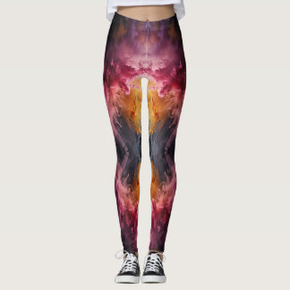 Pink and Orange Smoke Explosion Leggings