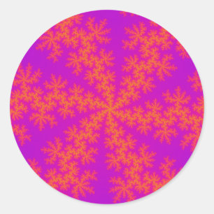 Pink and Orange Snowflake Classic Round Sticker