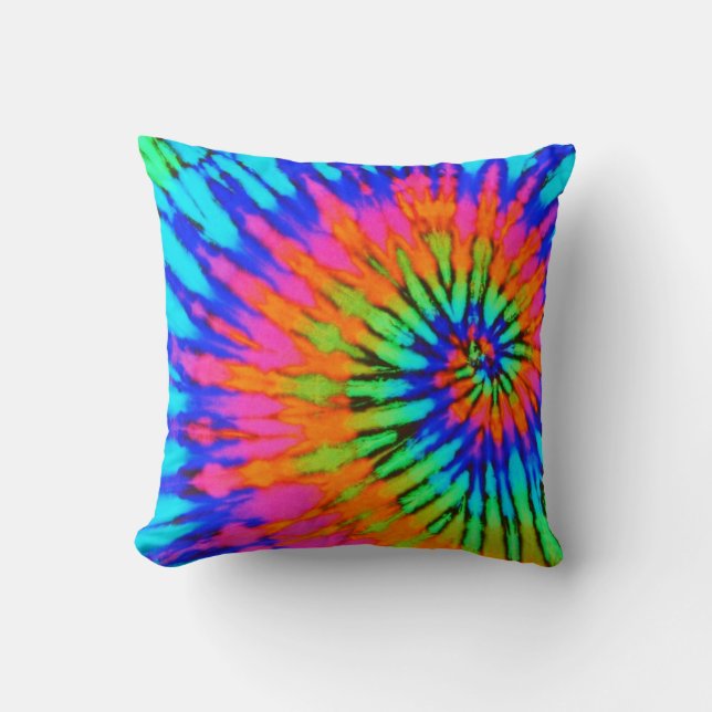 Pink and Orange Spiral Tie Dye Pillow (Front)