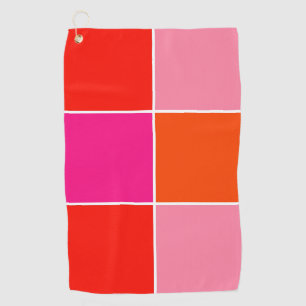 Pink and Orange Squares Golf Towel