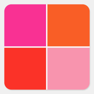Pink and Orange Squares Square Sticker