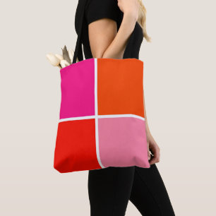 Pink and Orange Squares Tote Bag