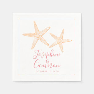 Pink and Orange Starfish Beach Destination Napkin