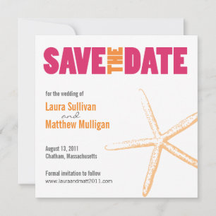Pink and Orange Starfish Wedding Save the Date