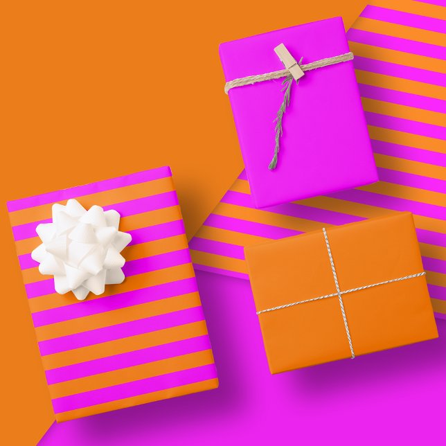 Pink and Orange Stripe Pattern Set Of Wrapping Paper Sheet (Creator Uploaded)