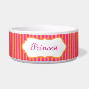 Pink and Orange Striped Custom Pet Bowl - Dog