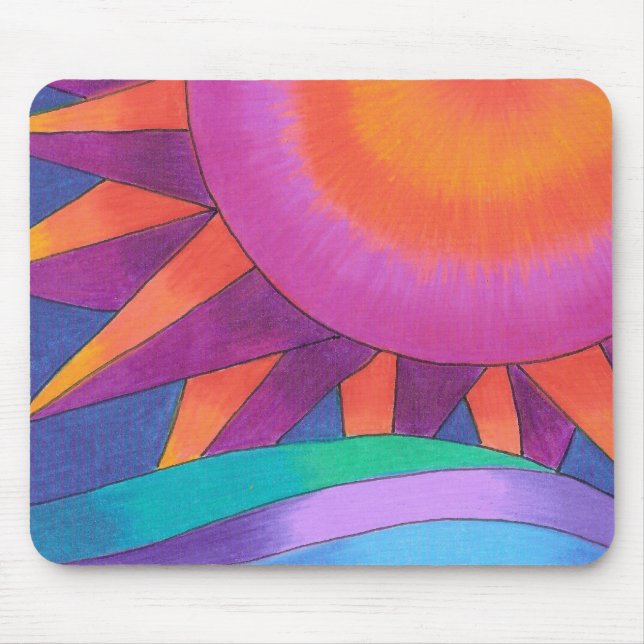 Pink and Orange Sun Mousepad (Front)