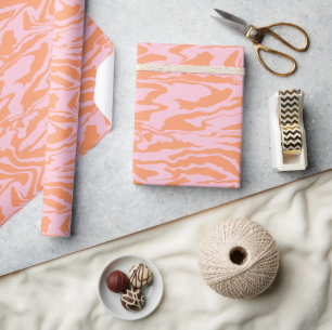 Pink and Orange Tiger Stripes wrapping paper