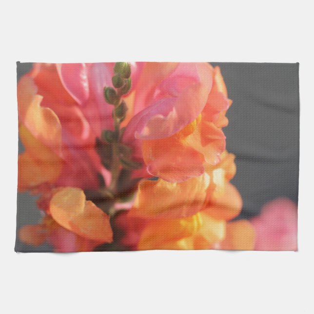 Pink and orange tropical flowers tea towel (Horizontal)