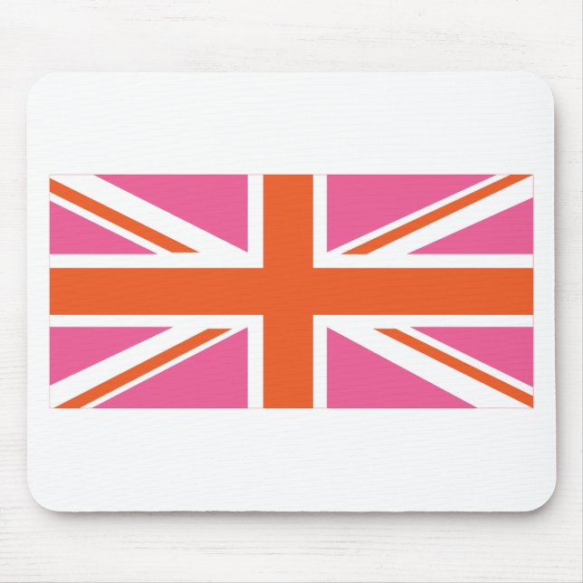 Pink and Orange Union Flag Mouse Mat (Front)