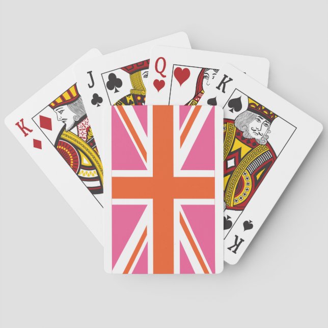 Pink and Orange Union Flag Playing Cards (Back)