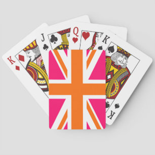 Pink and Orange Union Jack Playing Cards