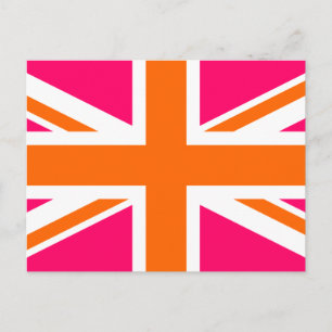 Pink and Orange Union Jack Postcard