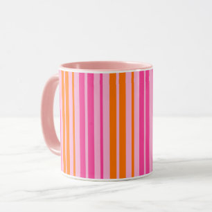  Pink and Orange Vertical Stripes Design   Mug