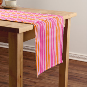  Pink and Orange Vertical Stripes Design   Short Table Runner