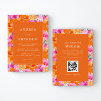 Pink and Orange | Vibrant Garden | QR Code Wedding